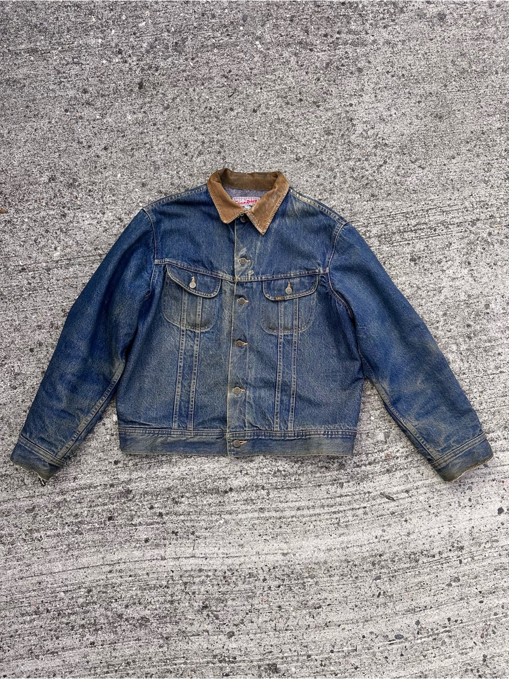 Vintage Lee Storm Rider blanket lined denim jacket Heavily distressed patina